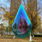Dinoneyi Wind Spinner Outdoor Metal 3D Wind Spinner Hanging Yard Garden Decor Gifts Stainless Steel Water Drop-Shaped Spinners with 360° Rotating Hook