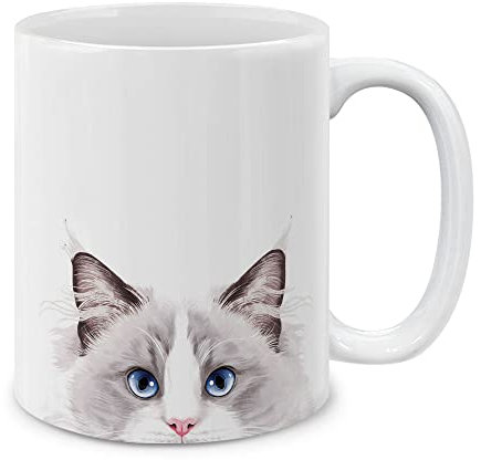 MUGBREW Lilac Ragdoll Cat Ceramic Coffee Mug Tea Cup, 11 OZ