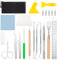 Outils De Bricolage en Vinyle, Accessoires pour Traceur en Acier Lnoxydable avec Sac De Rangement Ciseaux Un Grattoir Une Spatule pour Le Bricolage Camées Lettrage Silhouette Scrapbooking 21 Pièces