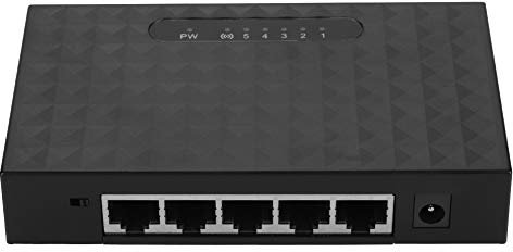 Vikye Commutateur Fibre Ethernet 5 Ports, Commutateur POE Réseau à Détection Automatique, Répartiteur Ethernet de Bureau, Plug and Play, RJ45 10/100 Mbps (Prise UE)