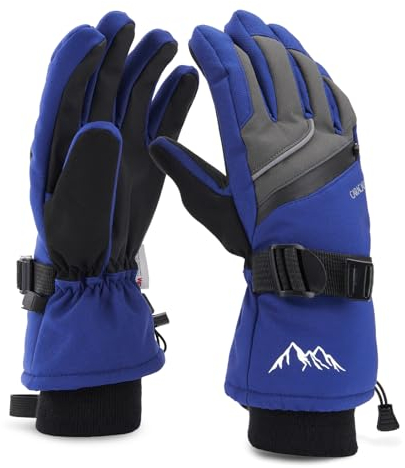 Caracaleap Skihandschuhe Männer Frauen Schnee Handschuhe Winddicht Winter Wasserdicht Blau S