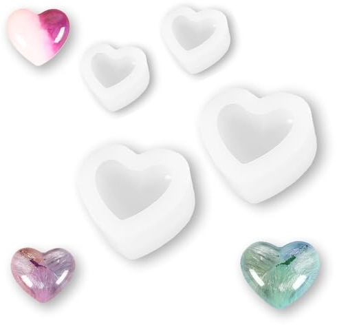 Heart Moule en Silicone Moulle Gloryit 4Pcs Moule Coeur Resine Epoxy 3D Love Heart Silicone Moule à Savon Pour DIY Savons Bougies Etc Moule Silicone Coeur 3D