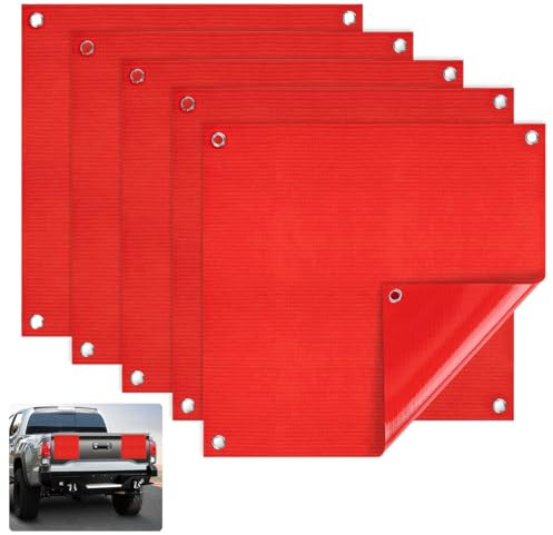 JNEYVIC 5 Stk Warnflagge Rot Warnfahne 30x30 cm Rote Signalfahne Anhänger | Rote Warnflagge für Überbreite Fahne Auto Überlänge für Transport Fahrradträger Wohnwagen