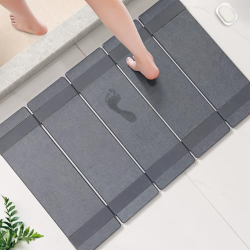 WALL QMER Stone Badematte, super groß, 50,8 x 81,3 cm, faltbar, multifunktional, dunkelgrau, Badezimmermatte für Dusche