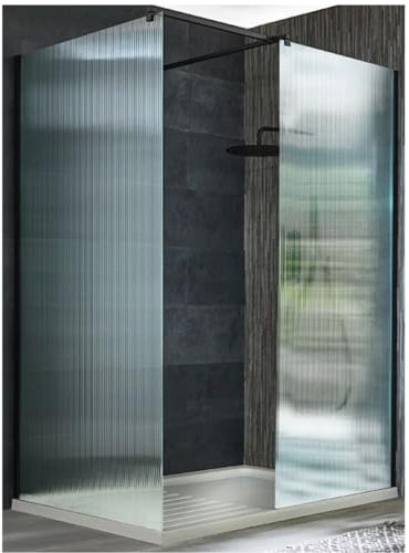 Milano Florence Black Corner Fluted Glass Shower Enclosure Drying Tray - 1600mm x 800mm