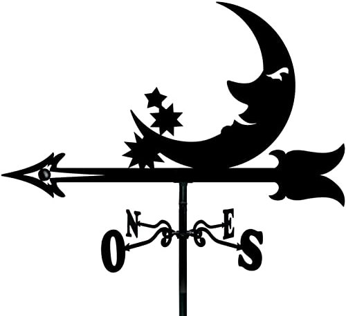 Girouette de vélo en forme de lune - Décoration de girouette vintage noire - Creuse pour extérieur, jardin, toit, paddock