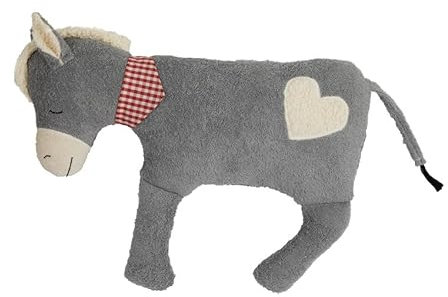 Efie Bio-Kuscheltier Esel XL – ca. 65 × 40 cm – Spieltier & Kissen aus Bio-Baumwolle (KBA), Füllung aus Schurwolle (kbT) – GOTS Zertifiziert- handgefertigt in Deutschland