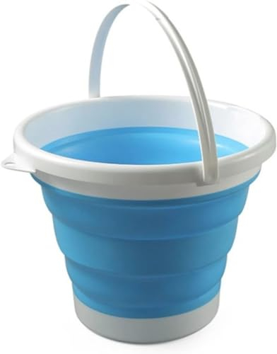 König Design Faltbarer Eimer Rund - Platzsparend & Robust - BPA-frei, Ergonomischer Griff - Haushalt, Outdoor (Blau, 10 Liter)