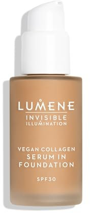 LUMENE Invisible Illumination Getönte Serum Foundation SPF30 mit Vegan Collagen Serum & Hyaluronsäure, Farbton 5, 30 ml