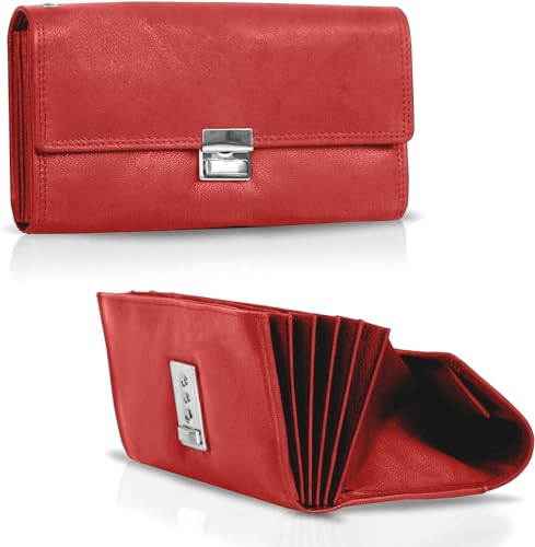 FLEXIBILITE Kellner Geldbörse Kellnerportemonnaie Echt Leder Zertifiziert [2026] RFID | Kellnerbörse Kellnergeldbeutel aus Leder | Bedienungsgeldbeutel Taxi Portemonnaie Rot