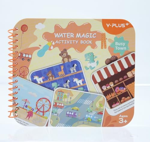 YPLUS Pages d'activités Water Reveal avec Stylo à Eau pour Dessiner et colorier sans désordre - Busy Town
