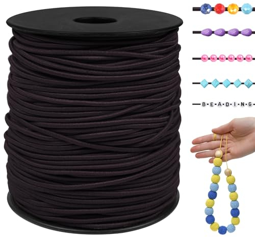 LEREATI Filo Elastico per Braccialetti Resistente 1.5mm x 100m Cordino Elastico Fili per Braccialetti, Cordoncino per Collane, Filo Elastico per Cucire Fai da Te Perline (Nero)
