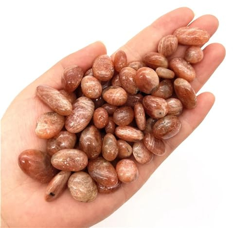 QINGQI dekorative Ornamente Natürlicher Sonnenstein, lose Trommelsteine, Kies, Gold-Erdbeer-Kristalle, natürliche Mineralien