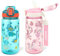 wooshwa Gourde Enfant avec Paille, Anti-Fuite, Étanche, 600 ml Bouteille Enfant sans BPA, Verrouillage Sécurisé, Bouteilles d'eau pour Maternelle l'école Sport, Lot de 2, Dinosaure & Licorne