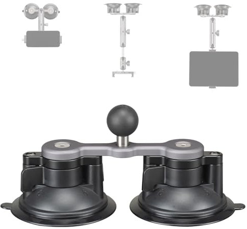 FANAUE Base de Ventosa de Bloqueo Giratorio de Montaje con 1 Pulgada Cabeza esférica Adaptador Compatible con RAM Mount Twist Lock Base B tamaño Brazo de Doble Enchufe y Moto Soporte para teléfono