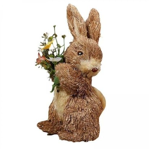 FLCPJGV 2X Niedliche Osterhasen Dekoration Aus Stroh für Zuhause Und Garten