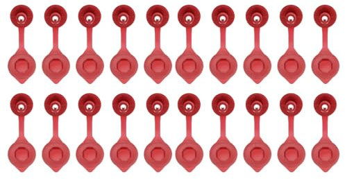 sourcing map 20pcs Fuel Gas Can Vent Caps 8 x 60mm Plastic Gas Tank Jug Vent Collar Cap for Metal Fuel Jugs Old Style Gas Fuel Water Can Jug, Red