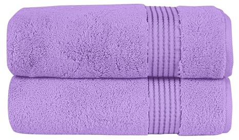 Elegant Comfort Premium Turkish Cotton 2 Pack Bath Towel Set - 27 x 54 inch, Luxurious Hotel Spa Quality 100% Turkish Cotton 2PC Bath Towel Set - Highly Absorbent - Soft Bathroom Towels, Lilac