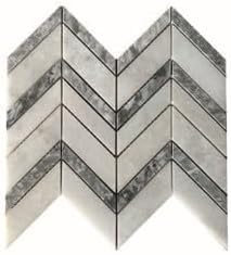 (10 carreaux) - Carreaux de mosaïque en pierre naturelle - Chevron Carrara Silver - Pour sol, mur, salle de bain, toilettes, douche, cuisine, revêtement de comptoir, revêtement de baignoire