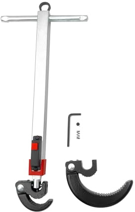 Basin Wrench, 10 to 17in Telescoping Sink Wrench, Adjustable Tap Nut Spanner 180° Rotatable Faucet Sink Spanner, Jaw Capacity of 3/8 to 1-1/4(10mm to 32mm), with 1-1/4 to 2-1/2 (32mm to 64mm)