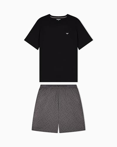EMPORIO ARMANI Herren-T-Shirt mit Muster, Pyjama, Schwarz, Größe M