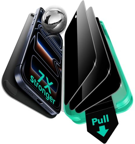 ESR 3 Stück für iPhone 17 Pro für Panzerglas Sichtschutz, Armorite | 7X Stoßschutz, 9H+ gehärtetes Glas, Anti-Spy, One-Pull Schnellinstallation, UltraFit-Ablage,Vollflächig Displayschutzfolie