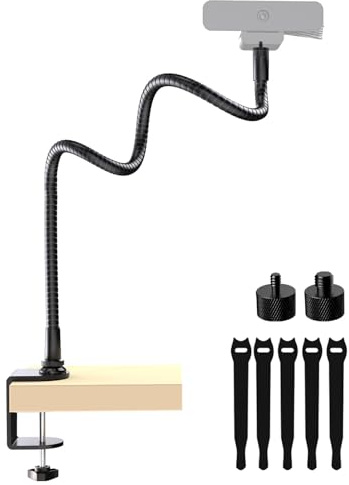 19 Webcam Stand, Upgraded Desk Clamp with Camera Gooseneck Arm Stand for Logitech Webcam BRIO 4K C920 C920s C922 C922x C925e C930 C930e C960 C615 NexiGo N60, Right Light, Cam with 1/4 Thread
