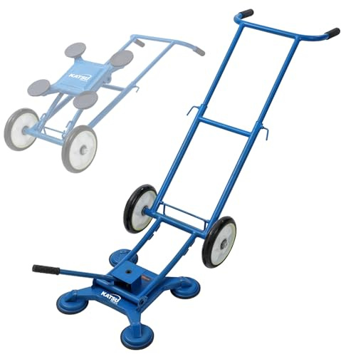 KATSU Tools Chariot de transport robuste pour dalles de carrelage avec ventouses de 10,2 x 12,7 cm, charge maximale de 60 kg, poignée extensible, pour transporter de grands panneaux, modèle 347150