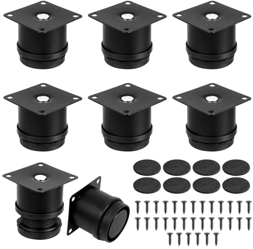 HOWAB Möbelfüße Verstellbar Schwarz 5cm, 8 Stück Edelstahl Schrankbeine | Möbelfuss mit 8 Filzgleiter Selbstklebend und 32 Schrauben, Sockelfüße für Schrankfüße Sofafuß Schreibtisch Bett Couch Füße