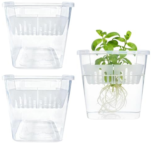 Yidueace Hydroponik Töpfe | 3 Teile Klare Anzucht Pflanzgefäße - 10 cm Pflanzentopf Mit Abflusslöchern - Für Balkon Garten Fensterbank Schlafzimmer Küche Wohnung Innenraum