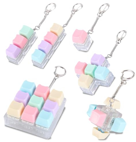6 Stück Tastatur Schlüsselanhänger – Lustige Katzen Design Keychains und Bag Charms, klick-Keyboard als süßer Akzent für Tasche, Rucksack und Schlüsselbund