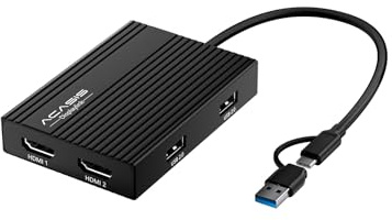 Acasis DisplayLink Adattatore USB C a Doppio HDMI 4K@60Hz, 100W PD, Docking Station DisplayLink per Mac M1/M2/M3/M4/Mac Book Neo/Windows, Adattatore USB A/C a doppio monitor (Nero)