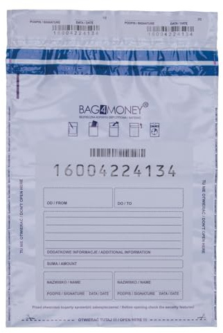 OFFICE PRODUCTS Safebags Sicherheitsbeutel / 50 Stück/Weiß/ B4/ 255 x 340 mm/Auswurfsicher/Für den Transport von Bargeld und Wertsachen/Einzeln nummeriert