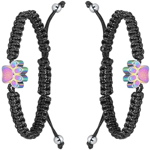 Snorvixre Verstellbares Haustier Gedenkarmband, 2 Stück, Stahl, Unisex Schmuck zum Bewahren von Erinnerungen, Unisex Andenken Armband
