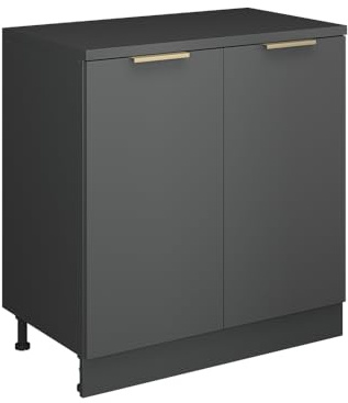 Vicco Erweiterungsschrank Rion, Anthrazit-Gold/Anthrazit, 80 x 46 cm ohne Schräge mit 2 Türen, kombinierbar mit Rion Dachschrägenschränken und Schrankmodulen