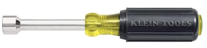 Klein Tools 630-1/4 1/4-Inch Tip Nut Driver, Made in USA, 3-Inch Hollow Shaft and Cushion Grip Handle
