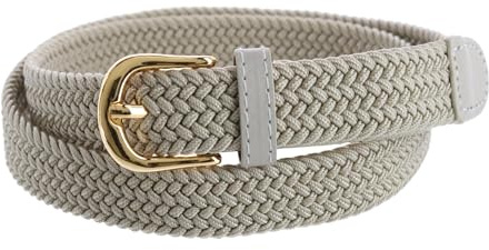 CTM Women's Elastic Braided Stretch Belt, Medium, Beige