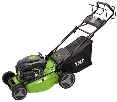 Draper 173cc 2-in-1 Self-Propelled Electric Start Lawn Mower |3.3kW 4.4HP Petrol Mulcher | Max Speed 3600 rpm |65L Grass Collection Bag | 530mm Cutting Width | 08674