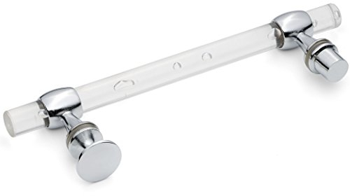 ShowerPart Clear Crystal Shower Door Handle K006, Distance Between Centre of Fixing Holes 145mm, Minimum Hole Diameter 5mm, Plastic, Zinc Handle, Shower Door Replacement Parts, 2X