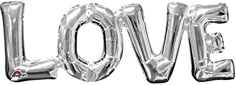 NEU Folienballon Schriftzug LOVE, silber, 63x22 cm