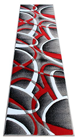 Masada Rugs, Sophia Collection Teppich, handgeschnitzt, modernes Design, erhältlich in Rot, Weiß, Grau, Schwarz (61 x 21 x 71 cm)