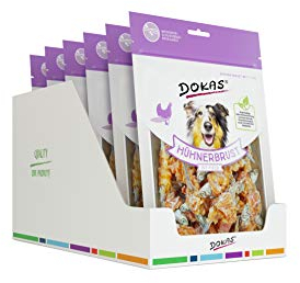 DOKAS Getreidefreier Premium Snack mit Hühnerbrust & Fisch für Hunde – Ideal für zwischendurch, 220 g (6er Pack)