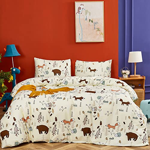 ClothKnow Kaninchen-Bettwäsche-Set, Bettbezug-Set, Full/Queen-Mädchen, Geschenk, 100 Baumwolle, 3-1 Bettbezug mit Reißverschluss, 2 Umschlag-Kissenbezüge, Standard