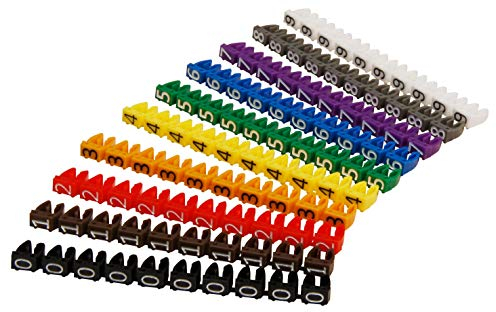 MC POWER Kabelmarker-Clips | bedruckt 0–9, 100er-Pack, für Kabel bis 6 mm | Ziffern-Markierung und Ordnung