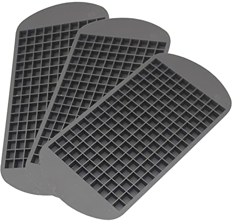Aufell 3Pcs Mini ice Cube Trays 160 Grids Ice Cube Mold Square Shape Silicone ice Cubes Kitchen Mini Bar Pudding Mould Small Ice Cube Making Tool(3*Black)