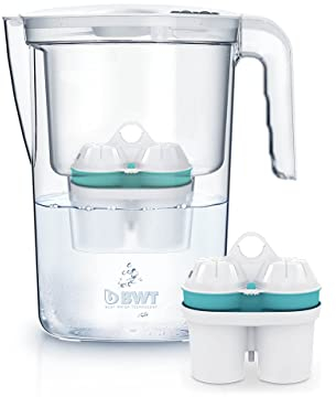 BWT Filtro acqua Vida bianco, 2,6 l, filtro con 2 cartucce filtranti in zinco + magnesio, filtro acqua potabile, per alimenti e bevande, filtra calce, cloro, piombo e rame