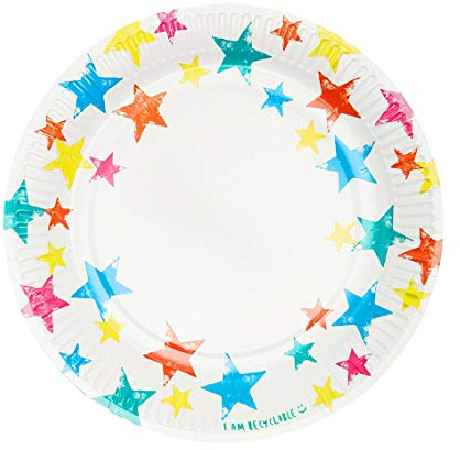 Talking Tables Pack of 12 Colourful Star Paper Plates | Kids Birthday Party | Partyware Supplies Decorations, Home Recyclable, Eco-Friendly, Unisex | Disposable Tableware,