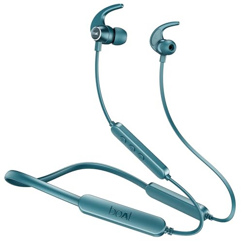 boAt Rockerz 255 Pro+, 60HRS Battery, Fast Charge, IPX7, Dual Pairing, Low Latency, Magnetic Earbuds, in Ear Bluetooth Neckband, Wireless with Mic Earphones (Teal Green)