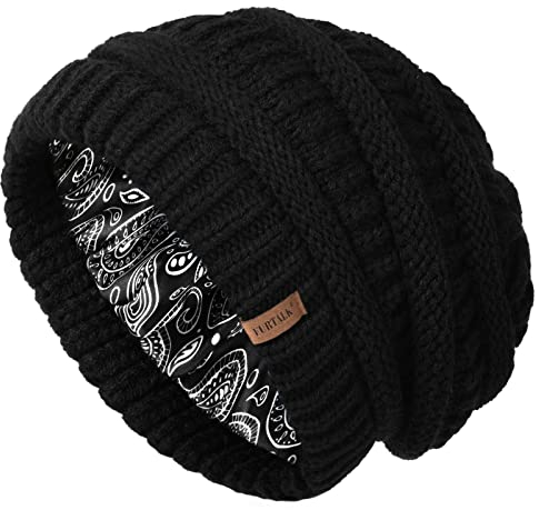 FURTALK Unisex Slouch Beanie Mütze Satin gefütterte Strickmütze für Haar Herren und Damen Wintermütze