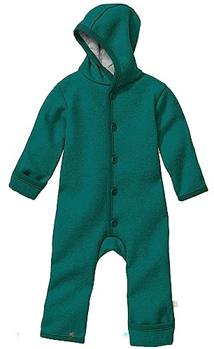 disana WALK-OVERALL, 100% Bio-Merinowolle GOTS, IVN Best | mit Umklappbündchen | Newborn Baby Kleinkind Kind Unisex | Made in Germany | Pacific Gr. 62-68